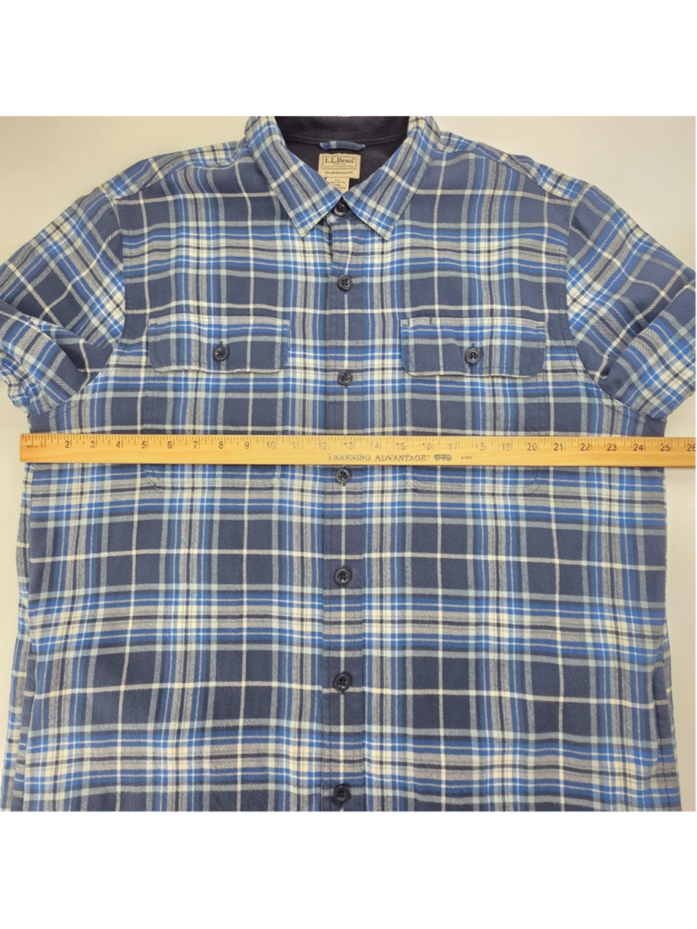 L.L.Bean Fleece Lined Flannel Shirt Jacket Mens L Blue Plaid Workwear - Picture 9 of 12
